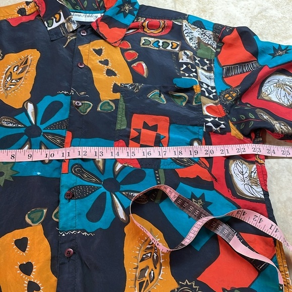 Vintage Jane Ashley Shirt Button Up Silk Short Sleeve Floral Hawaiian Size M - Picture 6 of 12